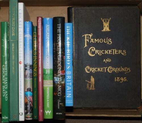 Large format books. A selection of ten large format cricket books including a bound volume of 'Famous Cricketers & Cricket Grounds'. C.W. Alcock. London 1895. 'The Noblest Game. A Book of Fine Cricket Prints', Neville Cardus and John Arlott, first edition