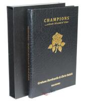 'Champions.... about bloomin' time'. Graham Hardcastle & Chris Ostick. Nantwich 2011. Limited de-luxe subscriber's edition no. 87/150 with titles in gilt and slipcase. Signed by the Lancashire playing staff and management who won the County Championship i