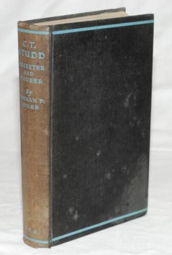 'C.T. Studd. Cricketer & Pioneer'. Norman P. Grubb. The Religious Tract Society, London 1934. Presentation copy with dedication in ink to front endpaper, 'To Brother Bert in memory of times of closest fellowship, from Norman P. Grubb'. Publisher's grey cl
