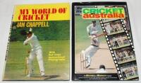 Australian cricket annuals/ biography. Two hardback titles, both with good dustwrappers. 'My World of Cricket', Ian Chappell, Sydney 1973, signed by Chappell. 'Cricket in Australia', Published by Benson & Hedges, Ashburton, Victoria 1978 (first year of is