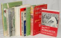 Southern cricketers signed biographies. Nine titles including seven with dustwrappers, each signed by the featured player. 'Corinthians and Cricketers', Edward Grayson, London 1955, signed with dedication by Grayson. Some faults to dustwrapper. 'How I Bec