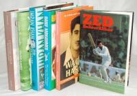 Pakistan signed biographies. Six hardback titles, each signed by the featured player/ author(s). Good dustwrappers. Titles are 'Zed', Zaheer Abbas & David Foot, Tadworth 1983. 'Imran Khan', Ivo Tennant, London 1994. 'Playing for Pakistan', Hanif Mohammed 