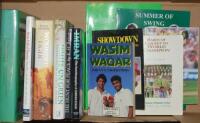 Pakistan signed histories and biographies. Twelve titles, each signed by the author(s). Includes six hardbacks with good dustwrappers. Titles include 'The Chequered History of Pakistan Cricket', Shuja-ud-din Butt & Mohammed Salim Pervez, Pakistan 2003. 'T