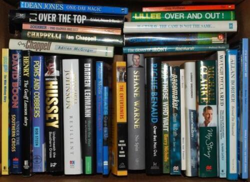 Australian signed biographies. A good selection of thirty mainly modern titles, the majority hardbacks, each signed by the featured player, some with additional contributors' signatures. Subjects include Terry Jenner additionally signed by Ian Chappell an