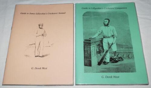 Derek West. 'Guide to James Lillywhite's Cricketers' Annual' 1993 and 'Guide to Lillywhite's Cricketers Companion' 1995. Both signed by West. Qty 2. VG - cricket