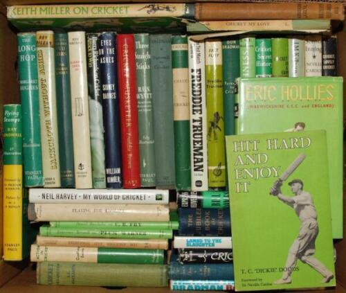 Earlier cricket autobiographies and biographies. Thirty eight biographies, the majority hardbacks with generally good dustwrappers. Subjects include R.E.S. Wyatt, Freddie Brown, Eric Hollies, E.R.T. Holmes, Walter Hammond, Denis Compton, Godfrey Evans, A.