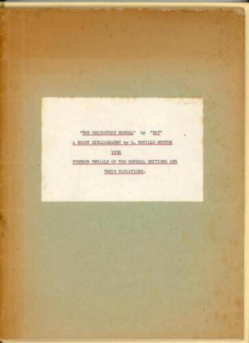 'The Cricketer's Manual by "Bat" (Charles Box). A Short Bibliography. Further Details of the Several Editions and their Variations (up to December 13th 1941)'. G. Neville Weston. Large format typescript comprising twelve pages, bound in faded green card c