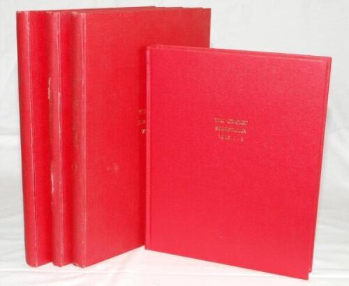 'The Cricket Statistician'. Complete run of Volumes 1-20, June 1973- December 1977 published by The Association of Cricket Statisticians. Original typescripts as issued, bound in four volumes in red cloth with gilt titles to covers and spine. The first is