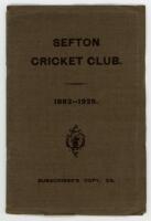 'Sefton Cricket Club 1862-1925'. J.D. Lynch. Printed by W. Williams, Liverpool 1926. Padwick 2216. Light wear to wrapper extremities, otherwise good. Also 'Annals of Teignbridge Cricket Club 1823-1883'. Compiled by G.W. Ormerod. Privately printed 1888. So