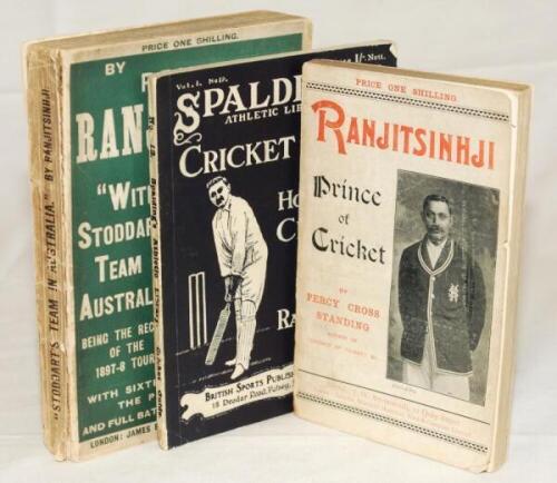 Kumar Shri Ranjitsinhji, Sussex & England 1893-1920. 'Ranjitsinhji. Prince of Cricket'. Percy Cross Standing. Bristol 1903. Original pictorial wrappers. Minor wear to spine otherwise in good condition. Sold with 'With Stoddart's team in Australia. Being t