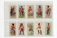 Military cigarette cards 1901-1976. Eight complete sets of cards. Sets are John Player & Sons, 'Regimental Uniforms' 1912, blue backs, full set of fifty, and a full set of fifty brown back second series. 'Military Uniforms of the British Empire Overseas' 