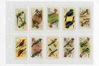 Cigarette cards. Various series 1914-1939. Ogdens Ruler Cigarettes 'Birds of Brilliant Plumage' 1914 overseas issue, fourteen cards with no frame line to fronts. W.D. & H.O. Wills 'Dancing Girls' 1915, three cards nos. 19, 24 & 26. 'Wild Flowers' second 