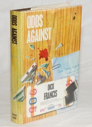 Horse Racing. Dick Francis. 'Odds Against'. London 1965. First edition, first impression of Dick Francis' fourth published novel, his first in the 'Sid Halley' series. Original hardback with very good dustwrapper, signed in ink to the title page by the au