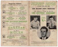 Sgt. Freddie Mills v Pilot Officer Len Harvey 1942. Official programme for the World, Empire and British Light Heavyweight Boxing Championship fight held at the Tottenham Hotspur Football Ground on 20th June 1942. Some wear and foxing otherwise in good co