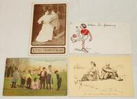 Humorous golf postcards. Three golfing postcards, one handcoloured, 'The Life Saving Crew at 10th Hole- No. 3 Course, Pinehurst N.C.' published by Jos. I. O'Brien, Pinehurst Pharmacy, The Albertype Co., Brooklyn, N.Y. Postmarked New York, 1927. Also 'A Fu