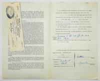 Charlton Athletic. Original official four page agreement/contract between Dennis James Allen and Jack Phillips, Secretary of Charlton Athletic to play for Charlton for the 1957/58 season. Signed by Allen and Phillips in ink and dated 3rd May 1957 and witn