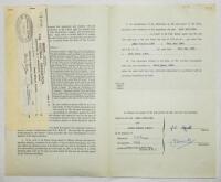 Charlton Athletic. Original official four page agreement/contract between James Edward Fryatt and Jack Phillips, Secretary of Charlton Athletic to play for Charlton for the 1957/58 season. Signed by Fryatt and Phillips in ink and dated 28th October 1957 a