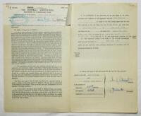 Charlton Athletic. Original official four page agreement/contract between Michael James Stewart and Jack Phillips, Secretary of Charlton Athletic to play for Charlton for the 1958/59 season. Signed by Stewart and Phillips in ink and dated 30th June 1958 a