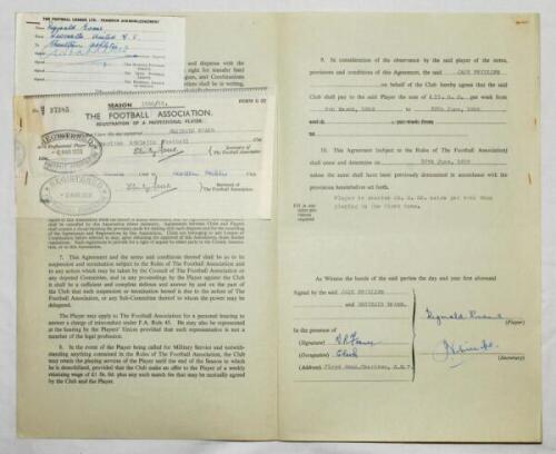 Charlton Athletic. Original official four page agreement/contract between Reginald Evans and Jack Phillips, Secretary of Charlton Athletic to play for Charlton for the 1958/59 season. Signed by Evans and Phillips in ink and dated 6th March 1958 and witnes