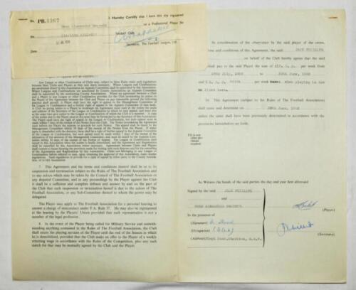 Charlton Athletic. Original official four page agreement/contract between Owen Alexander Beckett and Jack Phillips, Secretary of Charlton Athletic to play for Charlton for the 1959/60 season. Signed by Beckett and Phillips in ink and dated 29th July 1959 