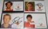Manchester United F.C. Selection of sixteen official United colour 'half' club cards. Each signed by the player featured. Signatures are Richardson, Pugh, van der Sar, Park Ji-Sung, Veron, P. Neville, Nani, G. Neville, Rachubka, Rossi, van Nistelrooy, Ron