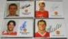 Manchester United F.C. Selection of sixteen official United colour 'half' club cards. Each signed by the player featured. Signatures are Richardson, Pugh, van der Sar, Park Ji-Sung, Veron, P. Neville, Nani, G. Neville, Rachubka, Rossi, van Nistelrooy, Ron - 3
