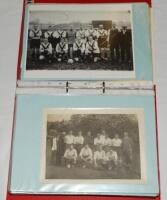 Notts County F.C. 1870s-1994/95. Red folder comprising approximately sixty photographs of Notts County teams, a good number dated, some with typed captions, and some individual player portraits. The majority of images are restrikes or copies with a few or