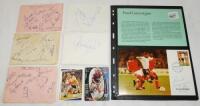 Football autographs 1950s-2000s. Three album pages signed by teams of the early 1950s, two signed back to back. Teams are Blackburn (eight signatures), Brentford (10), Port Vale (9), Luton Town (12) and Swansea (12). Some faults including water damage. Al