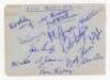 Nottingham Forest F.C. 1951/52. Album page signed in ink by fourteen players. Signatures include Morley, Hutchinson, Walker, Thomas, Kelly, Scott, Wilson etc. Also signed to verso by eight members of the Hull City team including Don Revie, Harris, Fagan, 