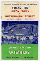 F.A. Cup Final 1959. Nottingham Forest v Luton Town. Official programme for the Final played at Wembley on 2nd May 1959. Signed to the Forest full page team photograph by all twelve players featured. Signatures include Gray, Imlach, Dwight, Quigley, Wilso