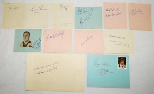 Notts County F.C. c.1950. A selection of twelve earlier signatures in ink, the majority signed individually to small album pages. Signatures include Leon Leuty, Ian McPherson, Roger King, Jack Edwards, Ron Wylie, Eric Houghton, Jimmy Jackson, Tom Johnston