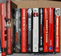 Manchester United autobiographies and biographies 2000s-2010s. Ten hardback titles, all with very good dustwrappers, each signed by the player/ author. Signatures are Bill Foulkes, Denis Law (two different), Wilf McGuinness, Harry Gregg, Tommy Docherty, B