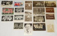 Stoke City F.C. 1940s-1970s. Nine original team and player postcards including some real photographs. Player cards feature Freddie Steele, John McCue, John Malkin and Gordon Banks. Sold with seven real photograph postcards/ photographs of early 1910s/1920