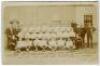 Tottenham Hotspur F.C. 1907/08. Rare early sepia real photograph postcard of the team and officials, standing and seated in rows, with title and players names printed to lower border. Jones Bros, Tottenham. Postally unused. Minor fading to image, crease t