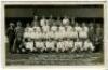 Tottenham Hotspur F.C. 1912/13. Early mono real photograph postcard of the playing staff and officials, standing and seated in rows, with title and players names printed to lower border. F.W.Jones, Tottenham. Postally unused. Rare. Some football annotatio