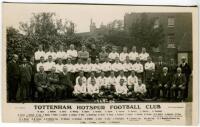 Tottenham Hotspur F.C. 1929/30. Mono real photograph postcard of the playing staff, officials and directors, standing and seated in rows, with title and players names to lower border. W.J. Crawford of Edmonton. Postally unused. Very slightly smaller postc
