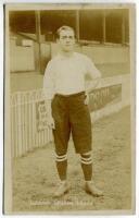 George Huntley Badenoch. Tottenham Hotspur 1906/1907. Early sepia real photograph postcard of Badenoch, full length, in Spurs attire. Title to lower left hand corner 'Badenoch. Tottenham Hotspurs'. Jones Bros, Tottenham. Postally unused. Minor soiling and