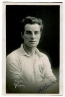 Arthur Sanders. Tottenham Hotspur 1926-1927. Mono real photograph postcard of Sanders, half length, in Spurs shirt. Nicely signed in ink to the lower right hand corner. W.J. Crawford of Edmonton. Good/very good condition Postally unused - football