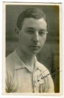 James Chadwick Townley. Tottenham Hotspur 1927-1928. Mono real photograph postcard of Townley, half length, in Spurs shirt. Nicely signed in ink to the lower right hand side. W.J. Crawford of Edmonton. Good/very good condition Postally unused - football