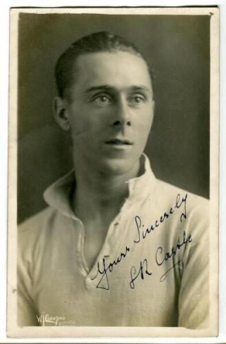 Sidney Ernest Rowland Castle. Tottenham Hotspur 1919-1920. Excellent mono real photograph postcard of Castle, half length, in Spurs shirt. Very nicely signed in ink 'Yours sincerely S. R. Castle'. 'W.J. Crawford of Edmonton'. Very good condition Postally