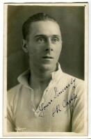 Sidney Ernest Rowland Castle. Tottenham Hotspur 1919-1920. Excellent mono real photograph postcard of Castle, half length, in Spurs shirt. Very nicely signed in ink 'Yours sincerely S. R. Castle'. 'W.J. Crawford of Edmonton'. Very good condition Postally