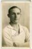 James Frederick Skinner. Tottenham Hotspur 1919-1925. Sepia real photograph postcard of Skinner, half length, in Spurs shirt. Signed in ink 'J. Skinner'. W.J. Crawford of Edmonton. Good/very good condition Postally unused - football