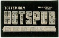 Tottenham Hotspur F.C. 'Famous Football Teams' c1905. Mono printed postcard with the 'Hotspur' part of the title showing cameo images of the twenty seven members of the Tottenham playing staff, head and shoulders. The postcard by Wrench Series. No. 10717 