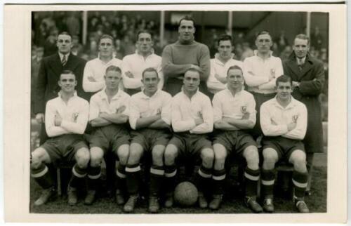 Tottenham Hotspur F.C. 1934/35. Mono postcard size real photograph of the team, standing and seated in rows. Albert Wilkes & Son, West Bromwich. Very good condition - football