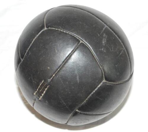 Early football style leather medicine ball. Maker and date unknown. Approx. 9" diameter. G/VG - football