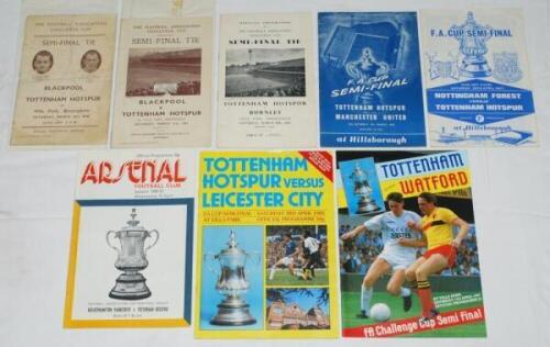 Tottenham Hotspur 'F.A. Cup Semi-finals' 1948 to 1987. Selection of eight Semi-final programmes for 1948 v Blackpool (Villa Park), 1953 v Blackpool (Villa Park), 1961 v Burnley (Villa Park), 1962 v Manchester United (Hillsborough), 1967 v Nottingham Fores