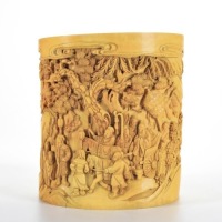A Carved Organic Material Brushpot
