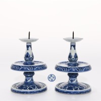 Pair Blue and White Candlesticks Qianlong Mark