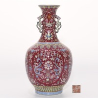 A Famille Rose Phoenix Vase Qianlong Mark