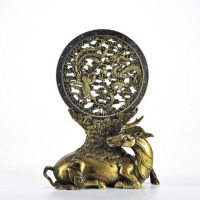 A Gilt-bronze Beast Table Screen Qing Dynasty